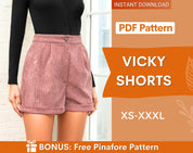 Wide Leg Shorts Sewing Pattern | Sewing Patterns | Women Sewing Pattern | Shorts Pattern Women | High Waisted Wide Leg Shorts Pattern