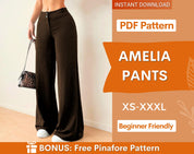 Flared Leg Pants Sewing Pattern | Women Pants Pattern | Sewing Patterns | Trousers Pattern | Women Sewing Patterns | Wide Leg Pants Pattern