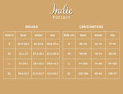 Size Chart of Flare Pants at Indie Pattern in USA