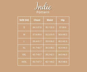 Size Chart at Indie Pattern in USA