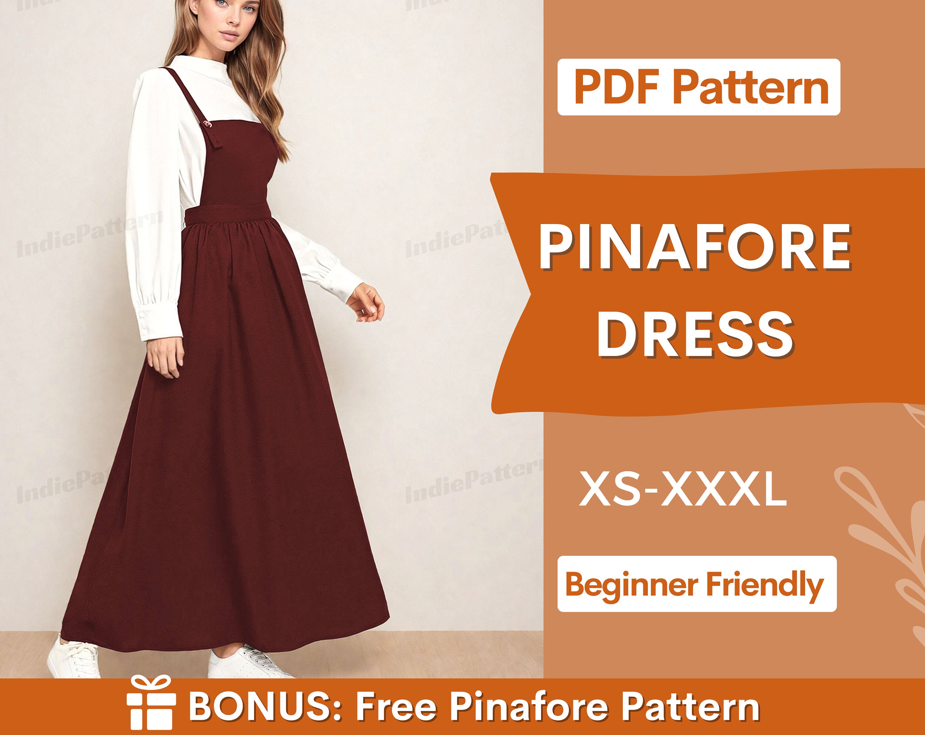 Pinafore Dress Sewing Pattern | Cottage Apron Dress PDF IndiePattern Pinafore Dress Sewing Pattern | Cottage Apron Dress PDF IndiePattern
