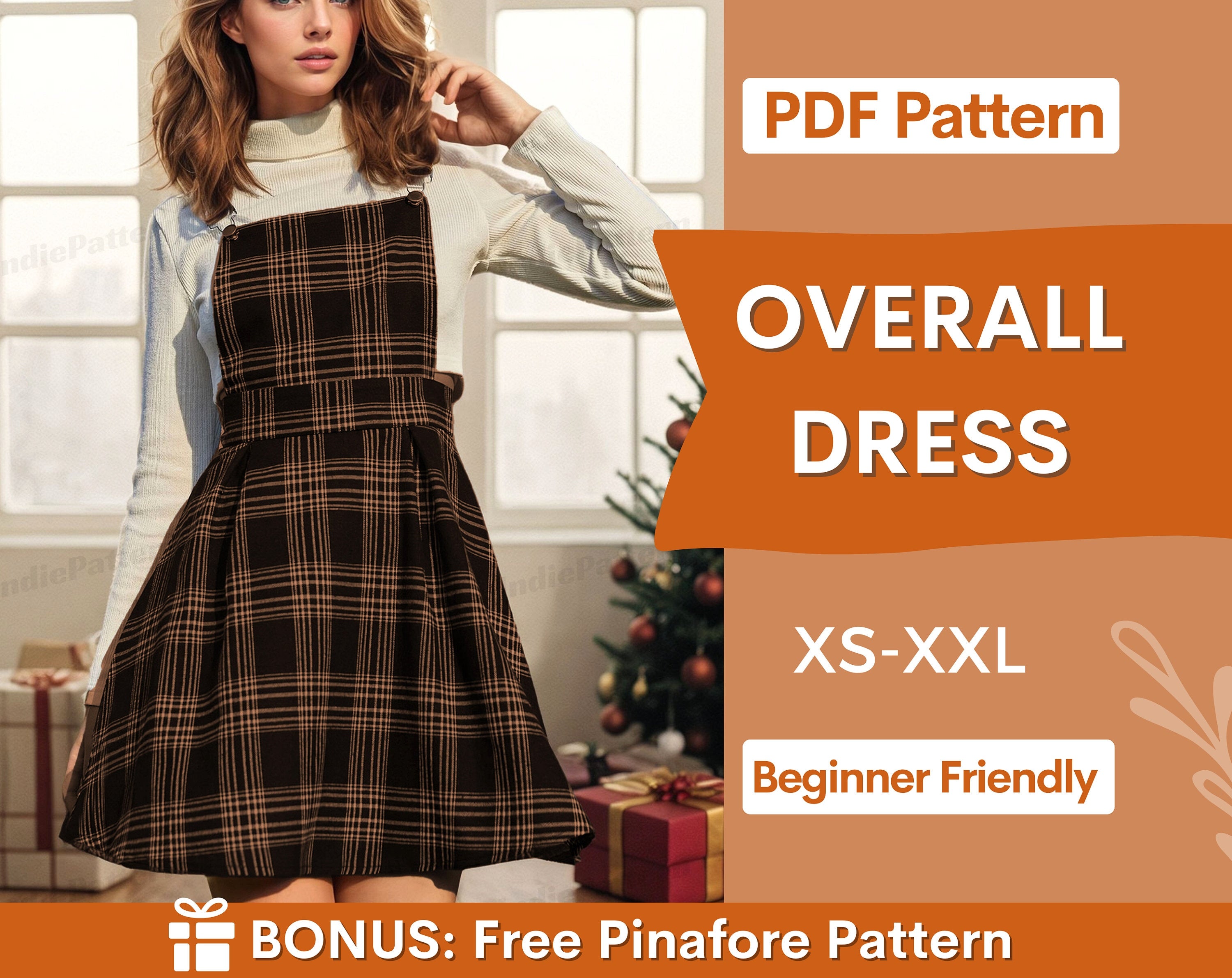 Beginner-Friendly Overall Dress Sewing Pattern | Pinafore Style IndiePattern Beginner-Friendly Overall Dress Sewing Pattern | Pinafore Style IndiePattern