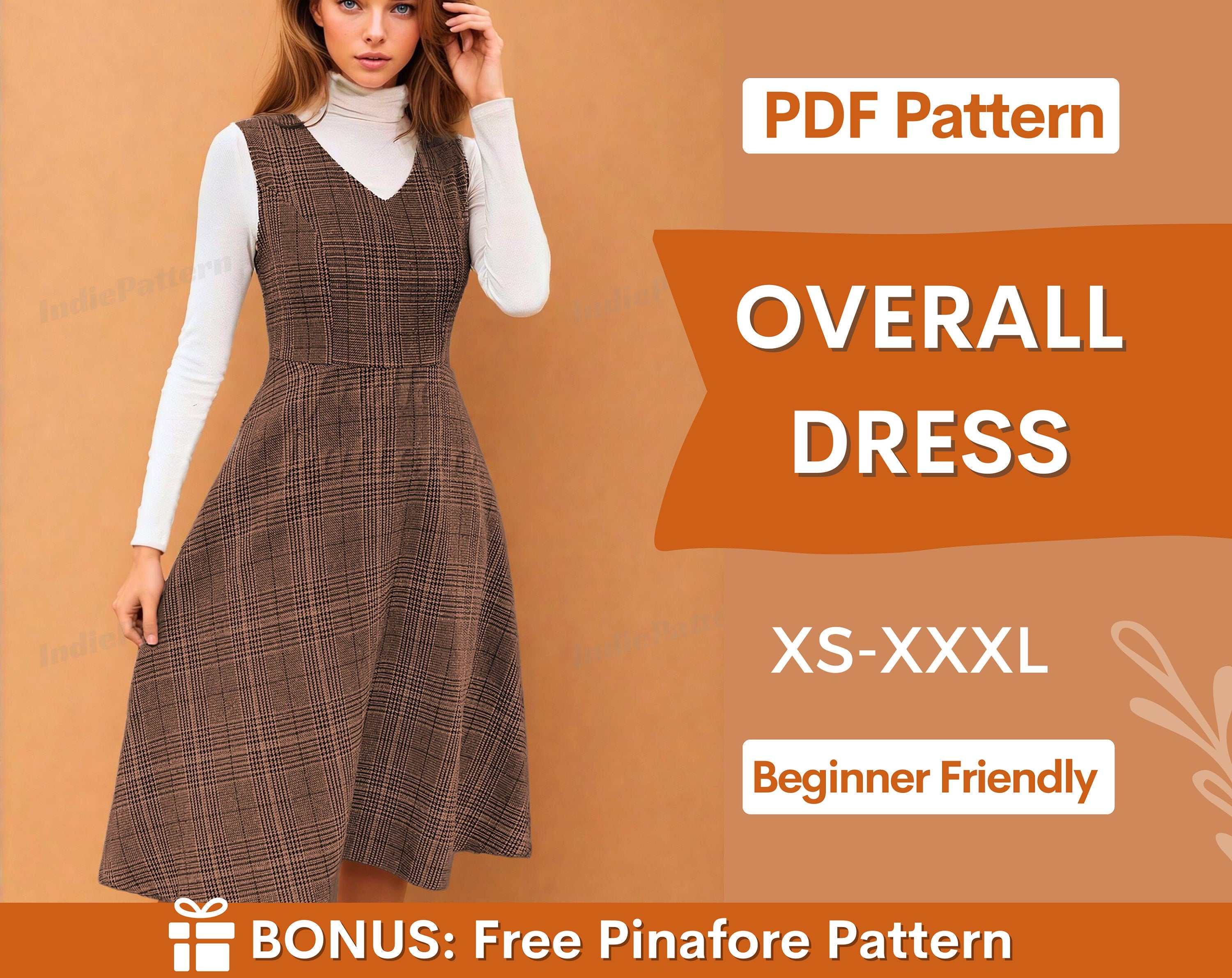 Overall Dress Sewing Pattern | Classic Pinafore Style IndiePattern Overall Dress Sewing Pattern | Classic Pinafore Style IndiePattern