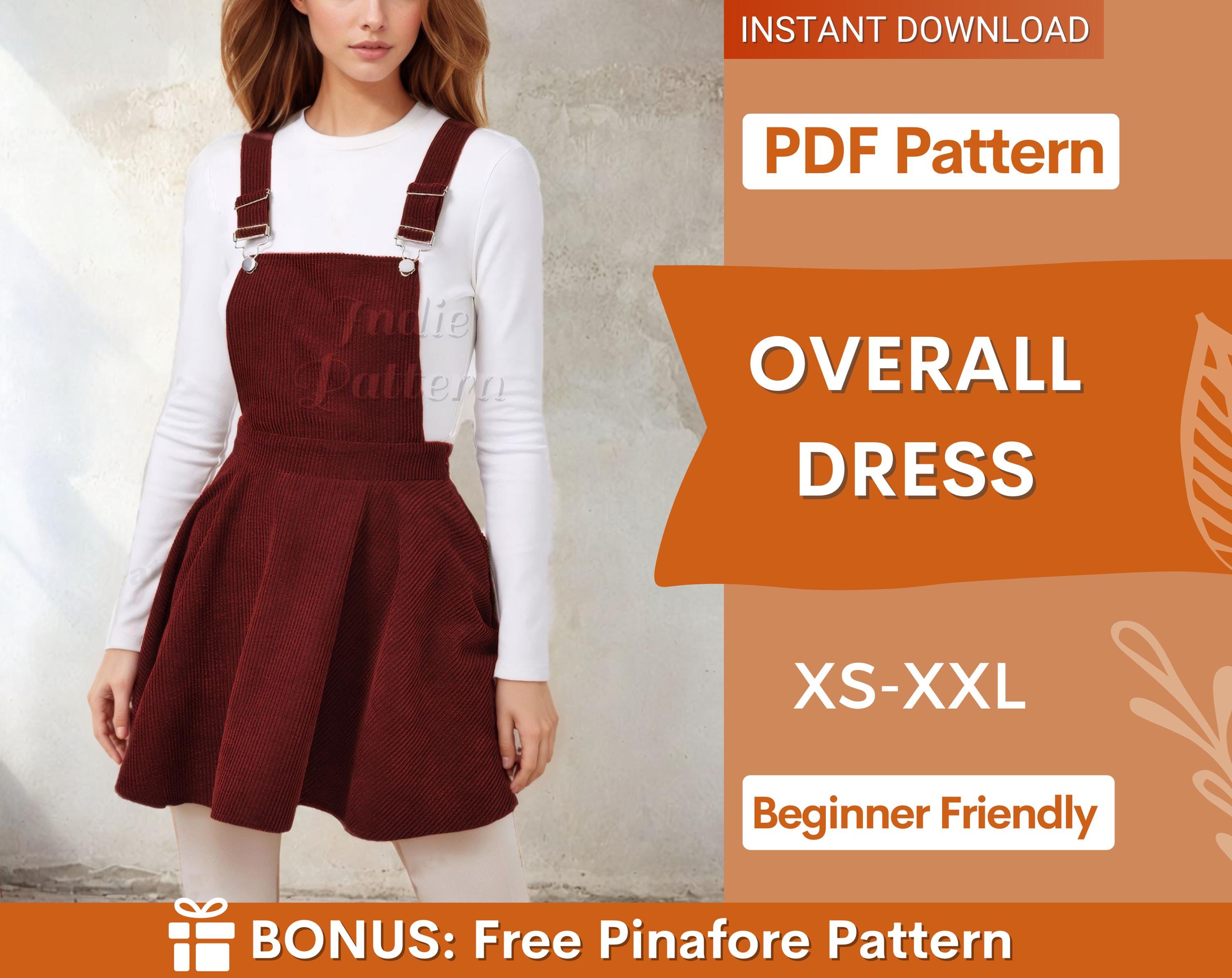 Overall Dress Sewing Pattern, Dress Pattern, Women Dress, Sewing Patterns for Women, Overall Pinafore Dress, Jumper Dress, Dress Sewing
