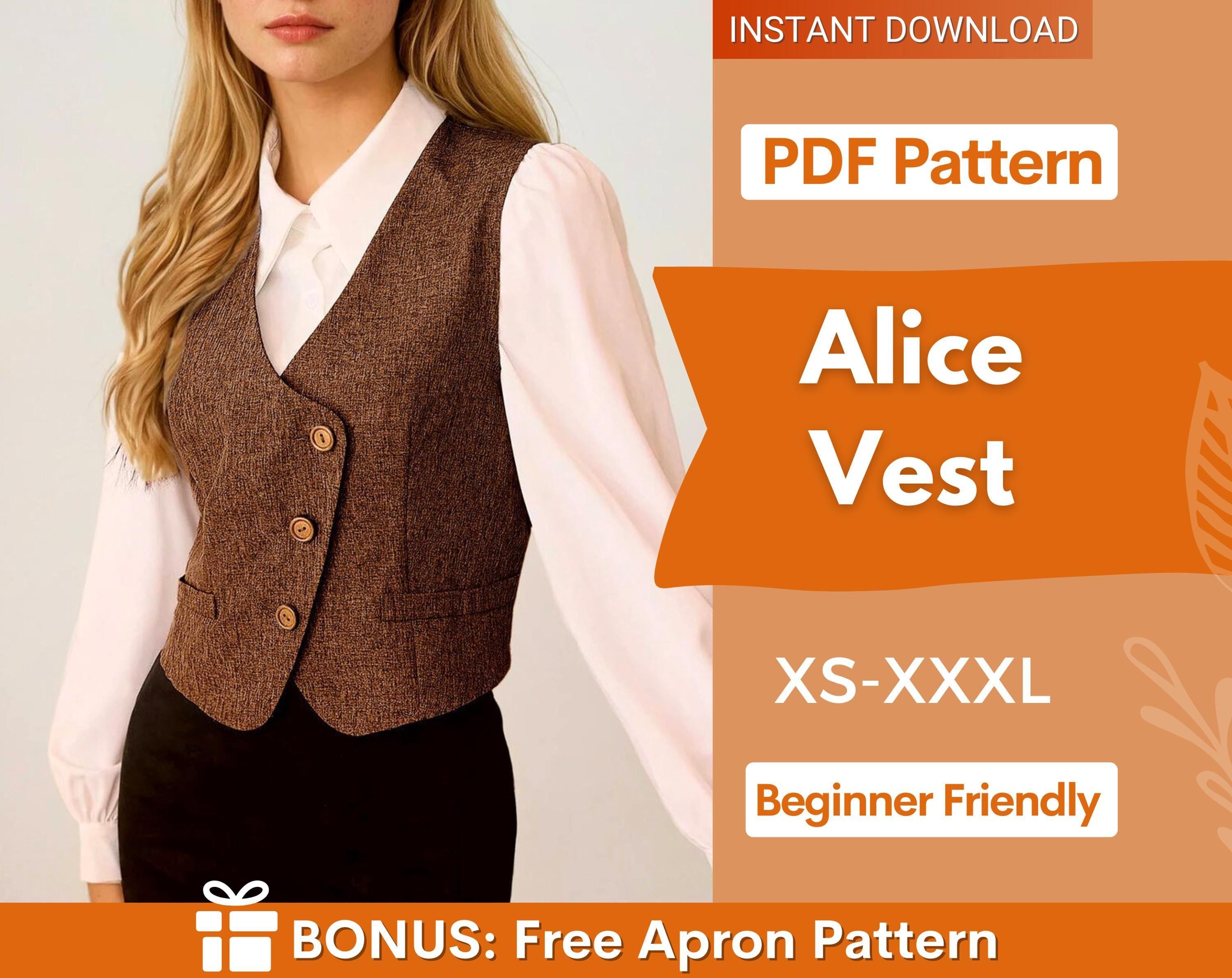 Women Vest Sewing Pattern, Waistcoat Pattern, Sewing Patterns, Women Pattern, Vest pattern, Top Sewing Pattern for Women, Vintage Vest