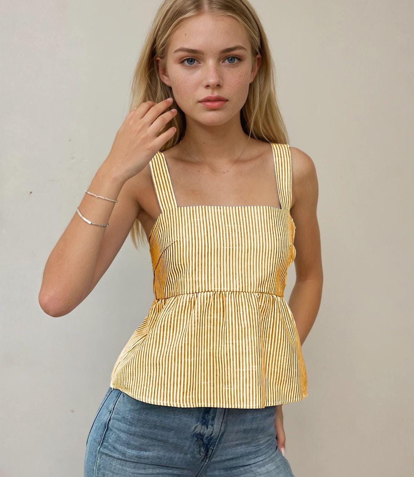 Back Tie Top Sewing Pattern, Women Sewing Pattern, Peplum Top Pattern, Sewing Patterns for Women, Summer Top, Tie Top, Blouse Top Pattern