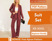Suit Set Sewing Pattern | Blazer Sewing Pattern | Pants Pattern Women | Suit Pants Pattern |  Women Sewing Pattern | Suit Patterns Women