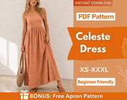 Celeste Dress Sewing Pattern | Summer Dress Pattern | Beginner Dress Pattern | Women Dress | Patterns for Women, Maxi Dress Long Dress