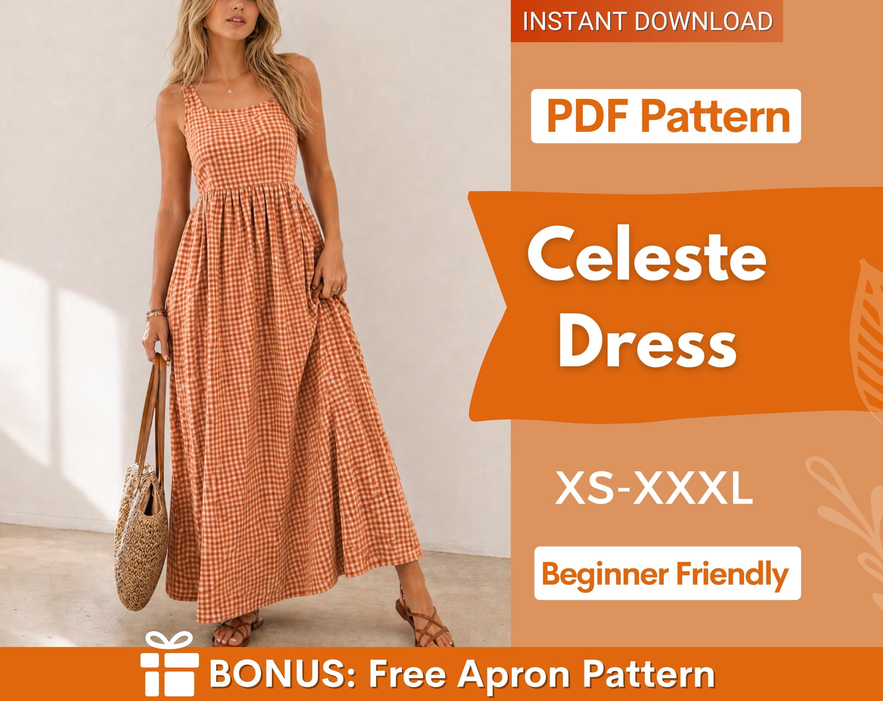 Celeste Dress Sewing Pattern | Summer Dress Pattern | Beginner Dress Pattern | Women Dress | Patterns for Women, Maxi Dress Long Dress
