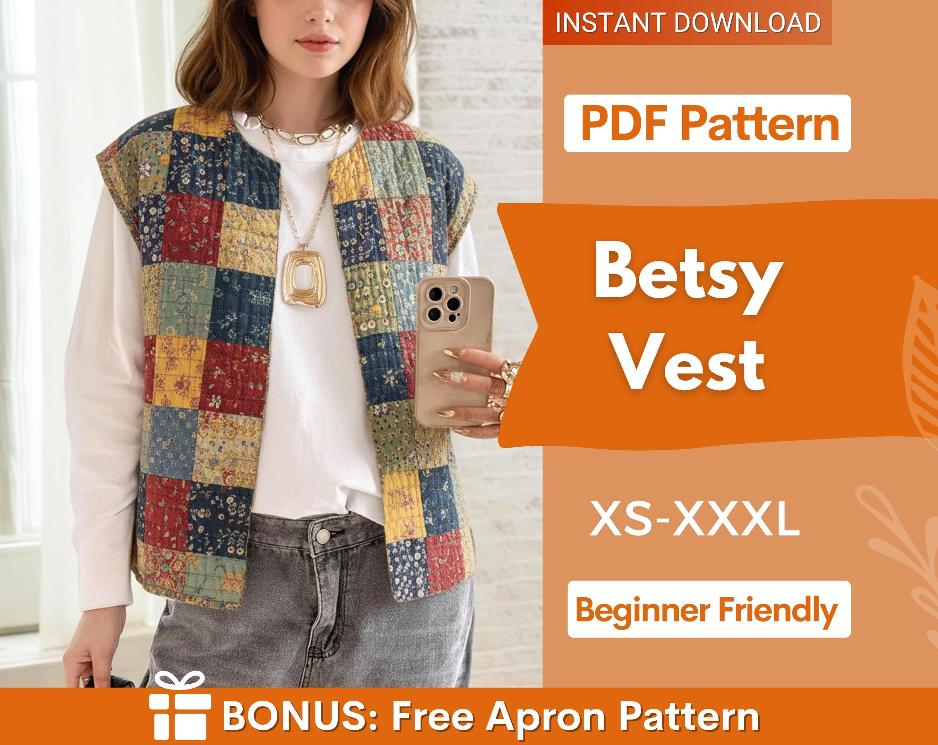 Quilted Vest Sewing Pattern for Women | Sewing Patterns | Women Pattern | Jacket Sewing Pattern | XS-XXXL | Women Vest Sewing Pattern