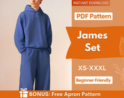Hoodie Joggers Sewing Pattern for Men | Men Joggers Pattern | Men Hoodie Pattern | Wide Leg Joggers, Hoodie Sewing Pattern Men, Men Patterns