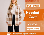 Hooded Coat Sewing Pattern for Women | Coat Pattern | Jacket Pattern | Sewing Patterns | Women Sewing Pattern Coat Jacket with Hoodie