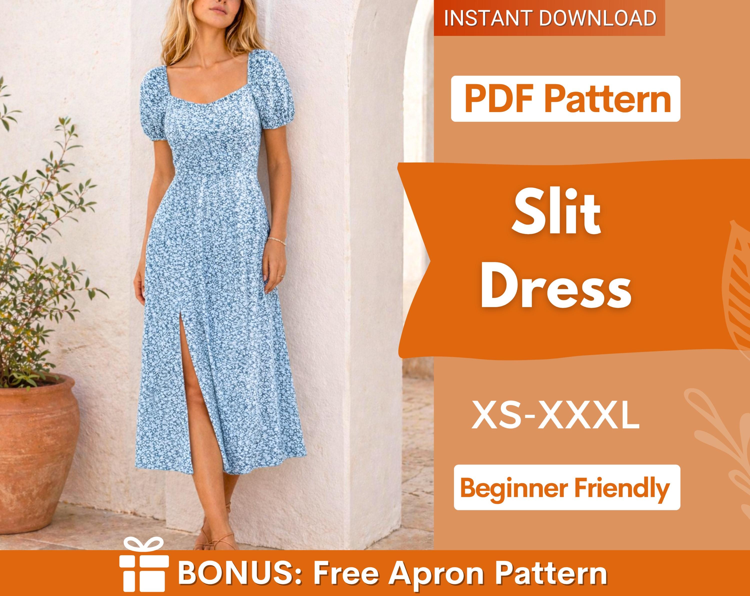 Slit Dress Pattern | XS-XXXL | Milkmaid Dress Sewing Pattern | Summer Dress Pattern | Women Sewing Pattern | Sleeve Dress PDF Pattern