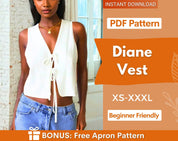 Front Tie Top Sewing Pattern | Tie Top Pattern | Vest Pattern | Summer Top sewing pattern | Women Sewing Patterns | Beginner Vest Pattern