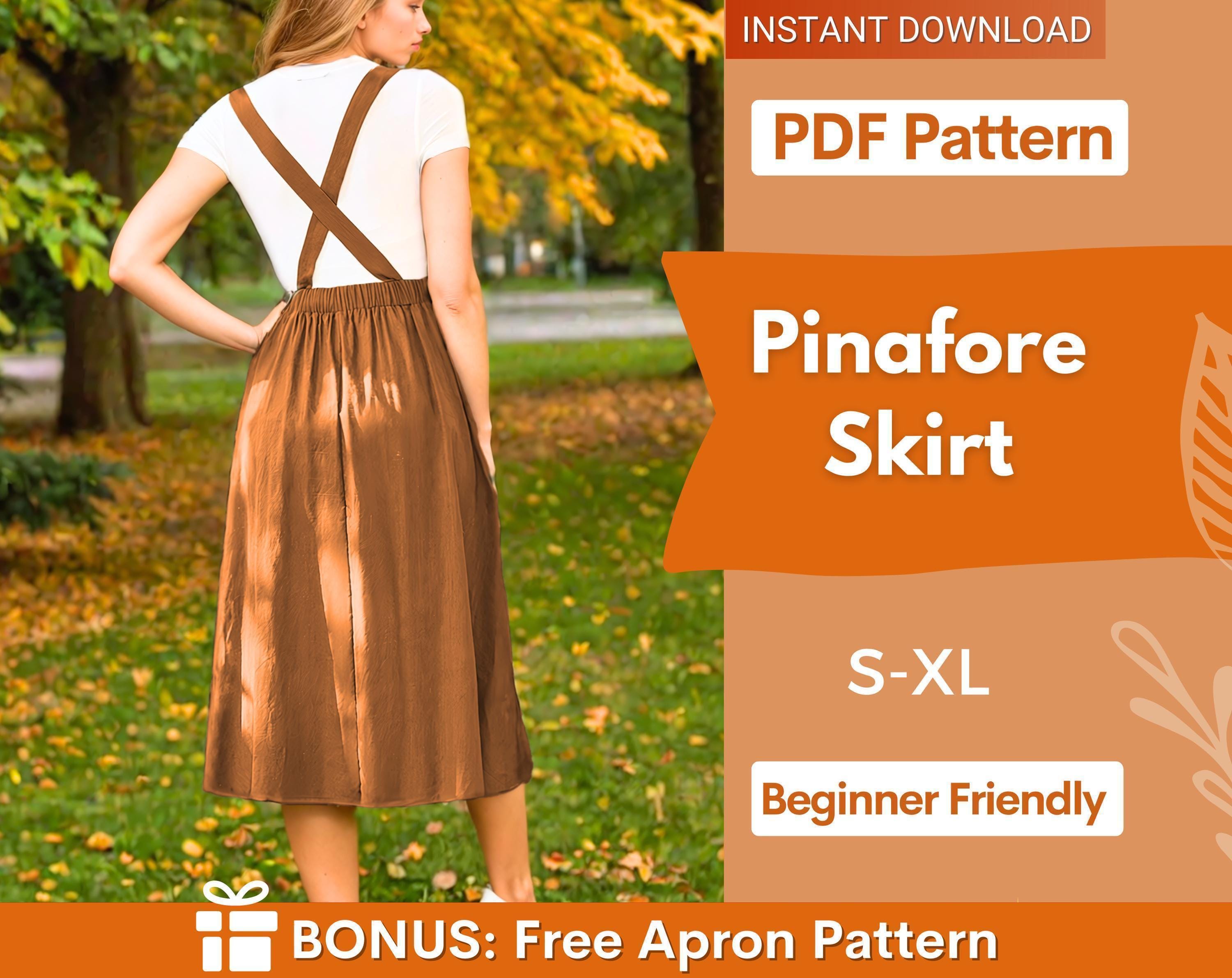 Pinafore Skirt Sewing Pattern for Women PDF | S-XL | Skirt Pattern | Suspender skirt pdf pattern, pinafore pattern, Easy sewing pattern