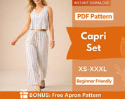 Summer Set Pattern | Top & Pants Sewing Pattern | Sewing Pattern Women | Wide Leg Pants Pattern | Top Pattern | Summer patterns | Button Top