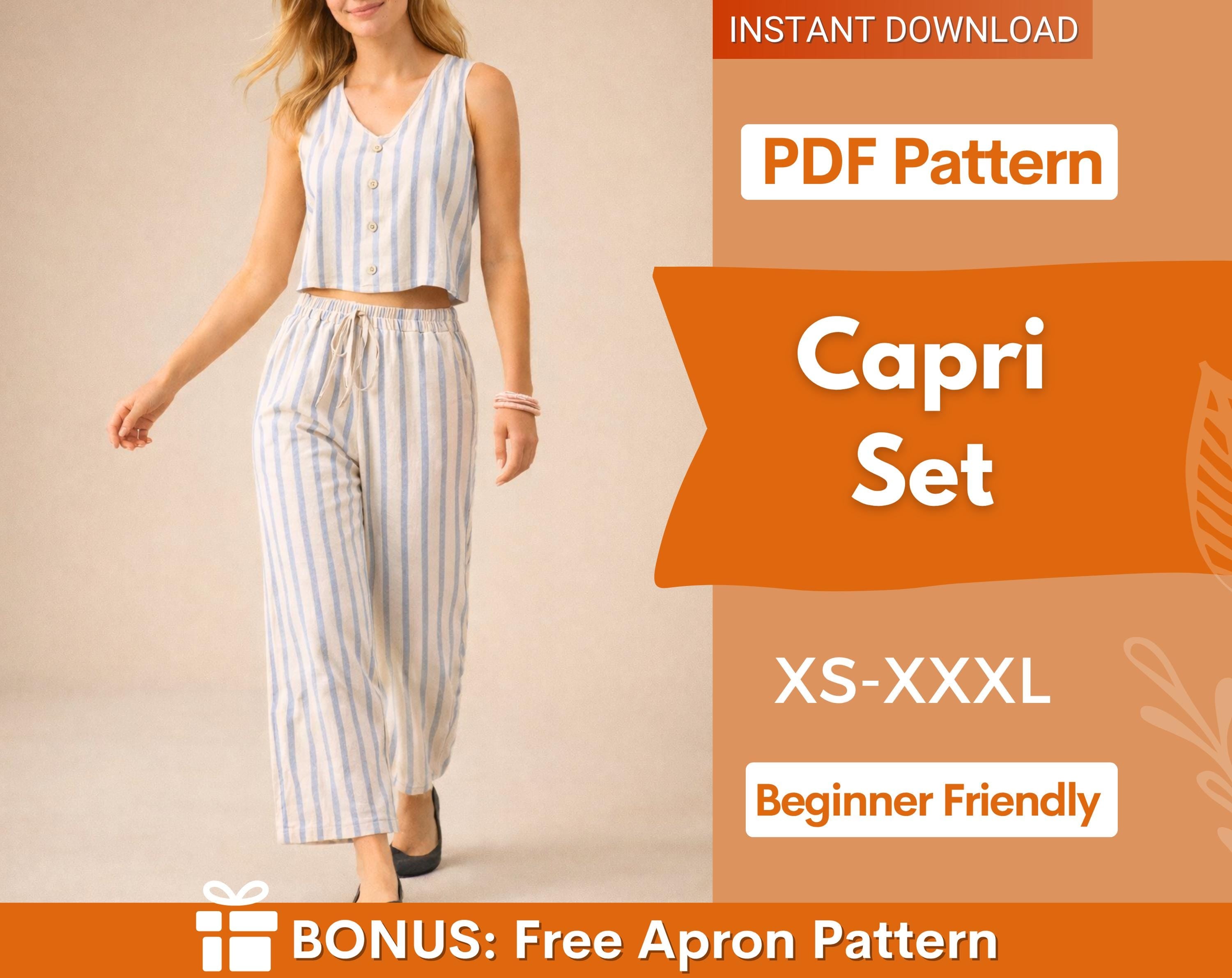 Summer Set Pattern | Top & Pants Sewing Pattern | Sewing Pattern Women | Wide Leg Pants Pattern | Top Pattern | Summer patterns | Button Top