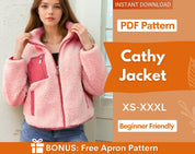 Jacket Sewing Pattern for Women, Women Sewing Pattern, Teddy Jacket, Zip Up Jacket, Beginner Sewing Pattern, Sewing Pattern Jacket Coat