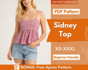 Sidney Peplum Top Sewing Pattern, Women Sewing Pattern, Summer Top Pattern, Sewing Patterns for Women, Open Back Top, Blouse Pattern Women