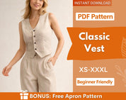 Vest Sewing Pattern, Waistcoat Pattern, Sewing Patterns, Women Pattern, Vest pattern, Top Sewing Pattern for Women, Women Vest Pattern
