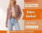 Zip Up Jacket Sewing Pattern for Women | Quilted Pattern | Sewing Patterns | Quilted Jacket Pattern | Pattern Jacket Coat | Beginner Jacket