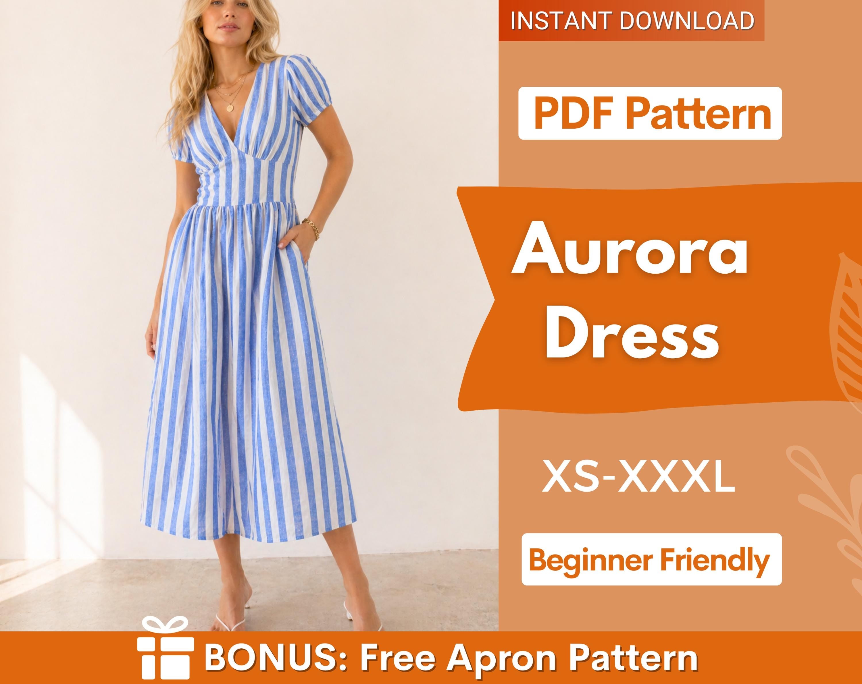 Dress with Pockets | Aurora Dress Sewing Pattern | Linen Dress Sewing Pattern | Women Patterns | Summer Dress | Halter Women Dress