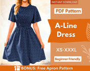 A-Line Dress Sewing Pattern | Summer Dress Pattern | Women Sewing Pattern | Sewing Patterns | Dress Pattern | Women Pattern | Midi Dress