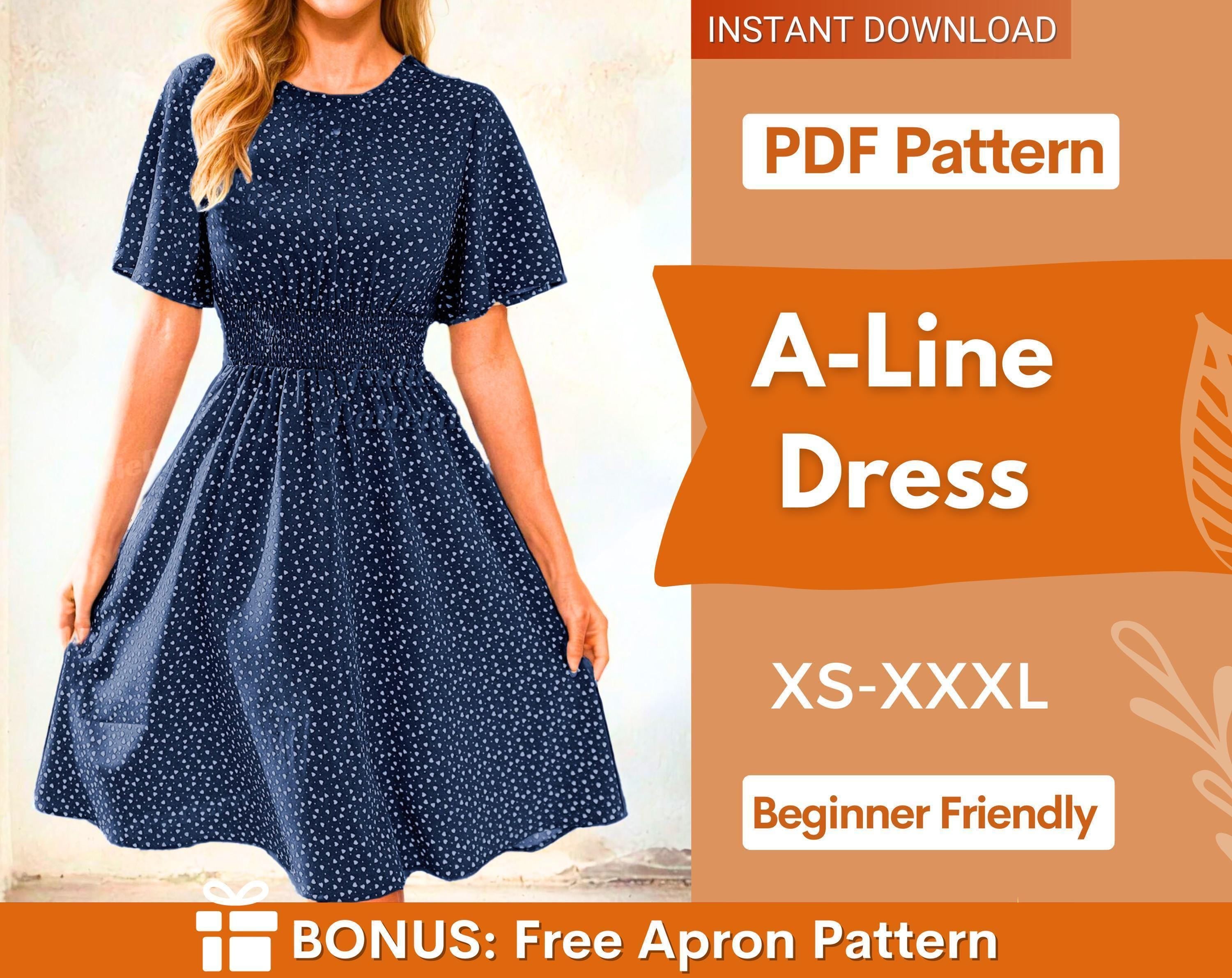 A-Line Dress Sewing Pattern | Summer Dress Pattern | Women Sewing Pattern | Sewing Patterns | Dress Pattern | Women Pattern | Midi Dress