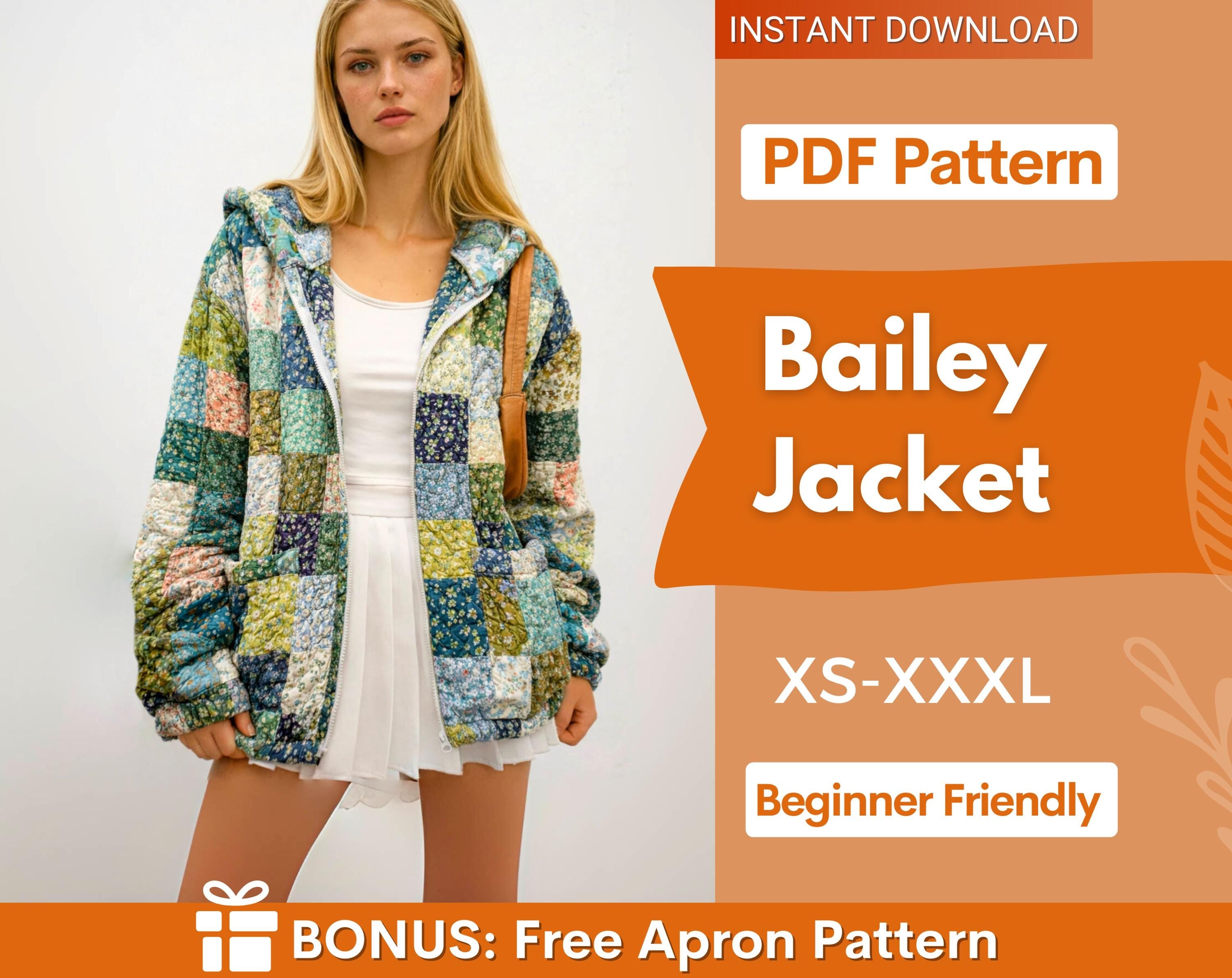 Jacket with Hoodie Sewing Pattern | Coat Pattern | Sewing Patterns | Quilted Jacket Pattern | Hooded Jacket Coat | Women Jacket