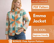 Jacket Sewing Pattern for Women | Coat Pattern | Sewing Patterns | Women Sewing Pattern Patchwork | Beginner Jacket, Quilted Jacket