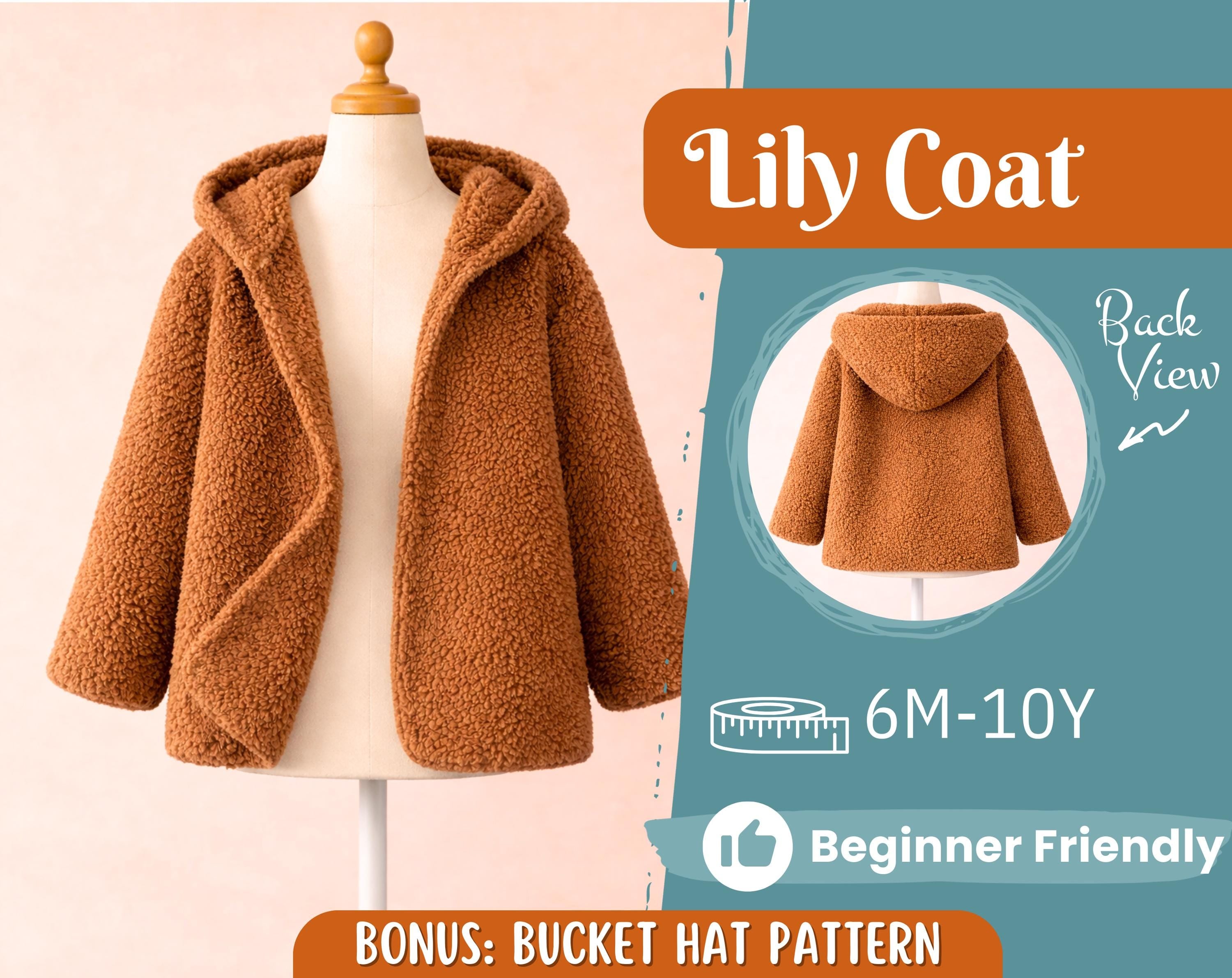 Coat Sewing Pattern for Kids, Girl Coat Pattern, Kids Pattern, PDF Pattern, Beginner Pattern, Sewing Pattern Toddlers, Kids Jacket Pattern