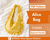 Hobo Bag with Ruffles Sewing Pattern | Shoulder Bag Pattern | Crescent Bag with Ruffled Sewing Pattern, Women Bag Pattern, Beginner Pattern