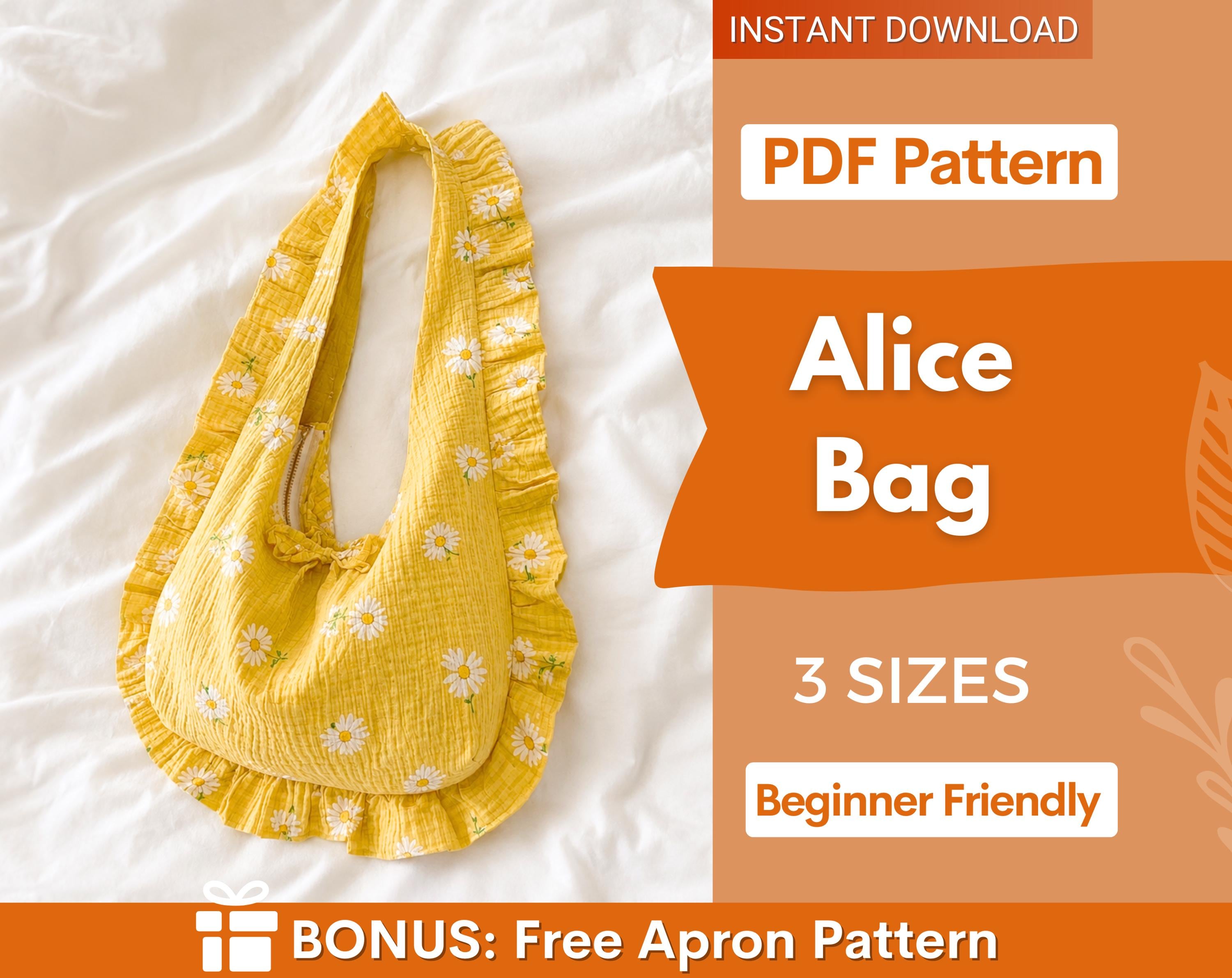 Hobo Bag with Ruffles Sewing Pattern | Shoulder Bag Pattern | Crescent Bag with Ruffled Sewing Pattern, Women Bag Pattern, Beginner Pattern