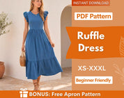 Dress Sewing Pattern | XS-XXXL | Ruffle Dress | Summer Dress Pattern | Women Sewing Pattern