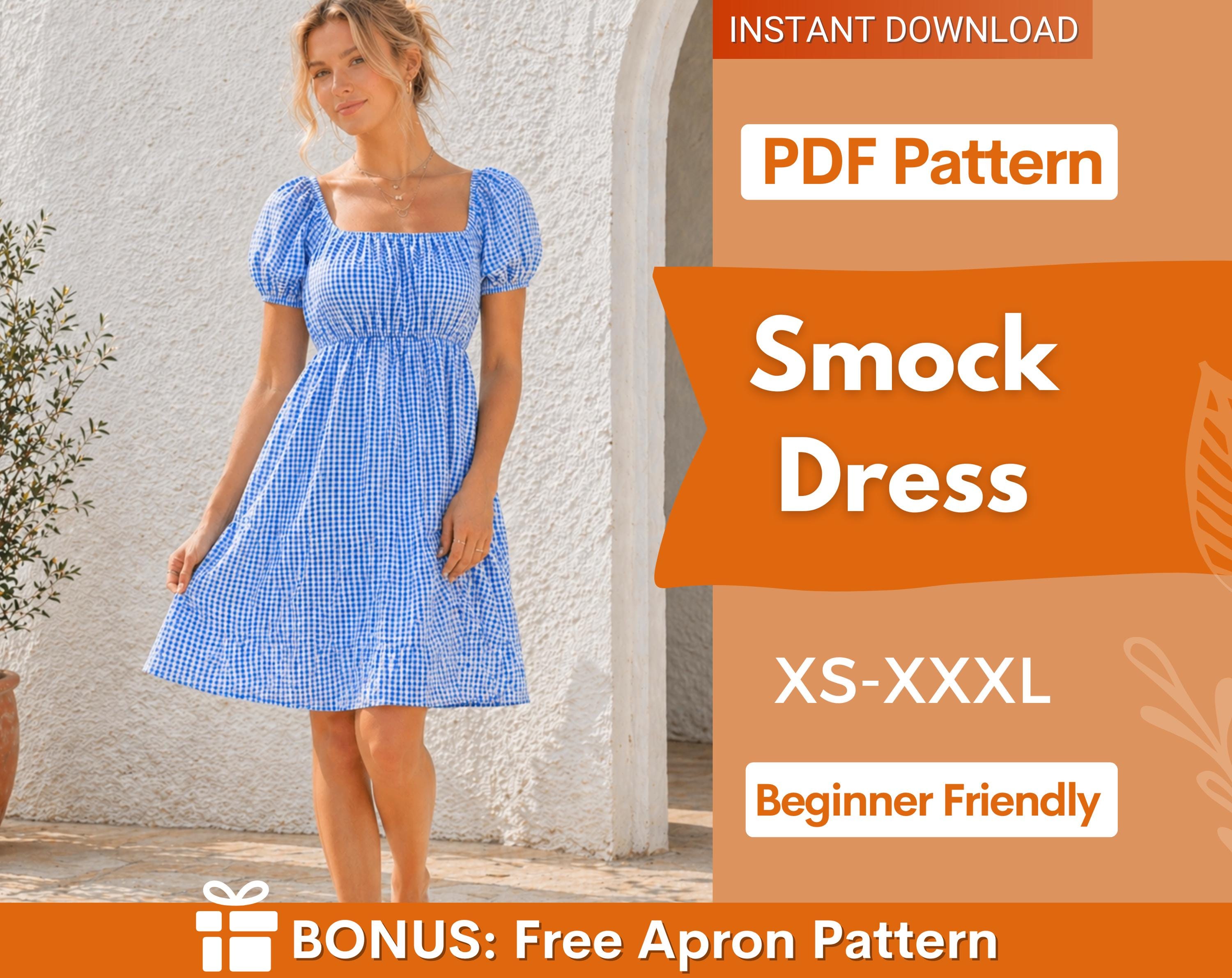 Smock Dress Sewing Pattern for Women PDF | XS-XXXL | Babydoll Dress Pattern | Women Sewing Pattern | Milkmaid Dress, Mini Dress