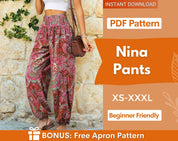 High Waisted Pants Pattern | XS-XXXL | Harem Pants Pattern | Comfy Pants Sewing Pattern | Women Pants Pattern | Beginner Sewing Pattern