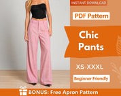 Pants Sewing Pattern for Women | Sewing Patterns | Trousers Pattern | Straight Leg Pants Pattern | Sewing Pattern Women Pants Trousers