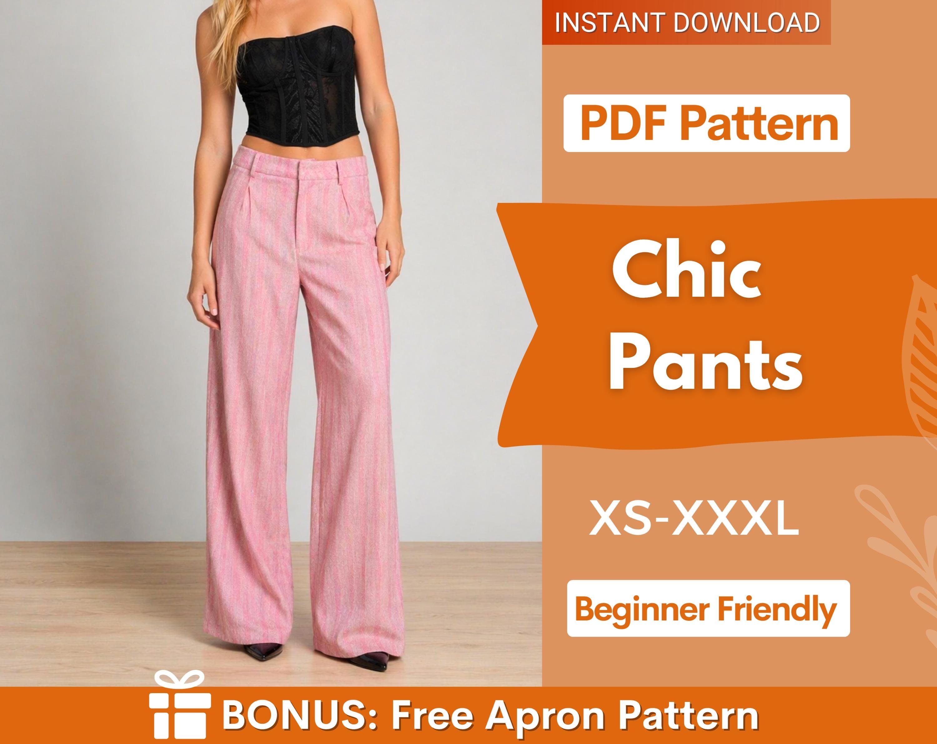 Pants Sewing Pattern for Women | Sewing Patterns | Trousers Pattern | Straight Leg Pants Pattern | Sewing Pattern Women Pants Trousers