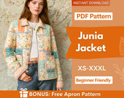 Jacket Sewing Pattern | Quilted Jacket Pattern | Sewing Patterns Women | Sewing Pattern Patchwork Jacket | Button Up Jacket with Collar
