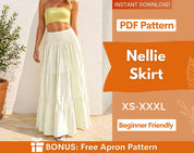 Tiered Maxi Skirt Sewing Pattern | Skirt Pattern | High Waist Skirt Pattern | Sewing Patterns | Women Sewing Pattern, Summer Skirt Pattern