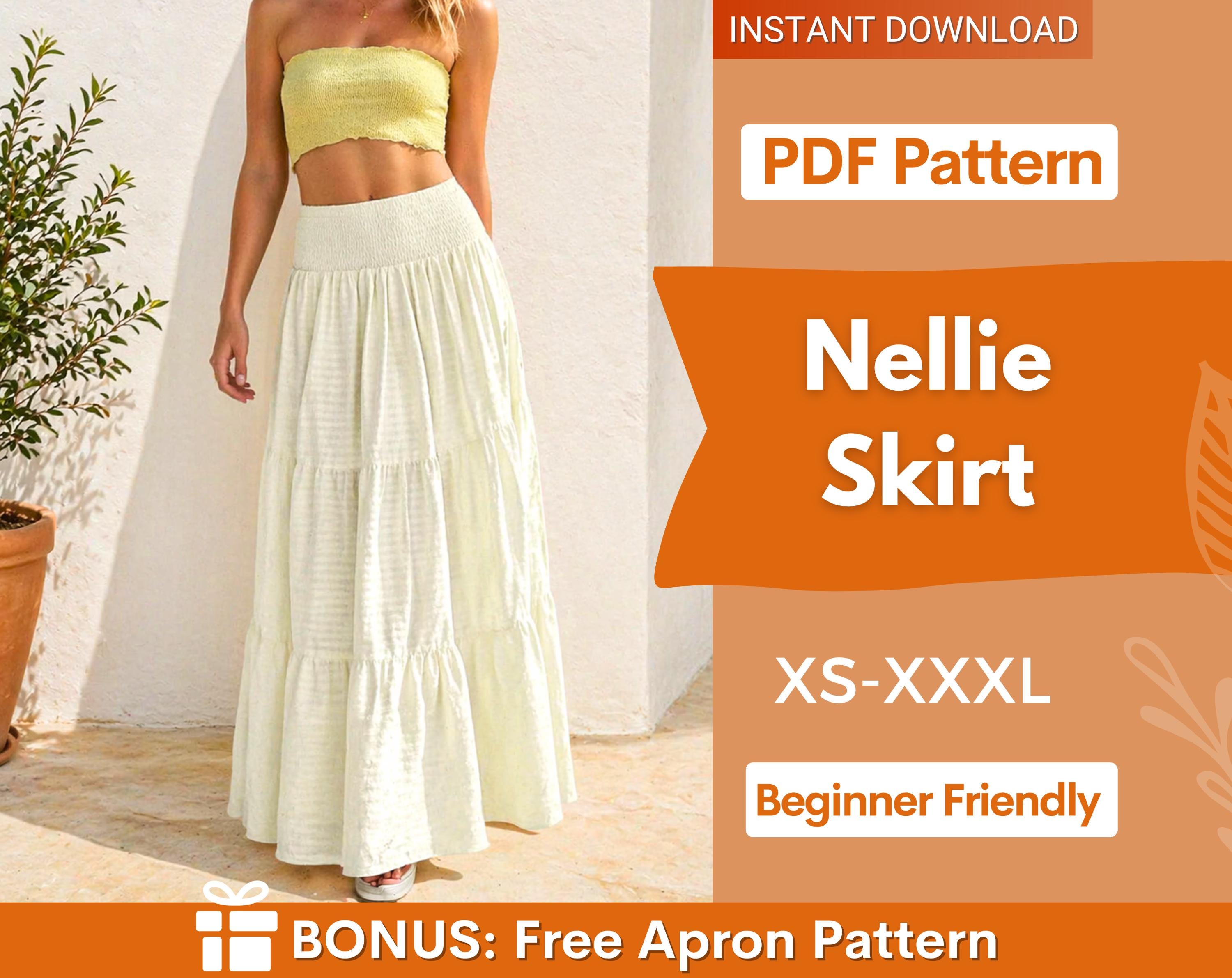 Tiered Maxi Skirt Sewing Pattern | Skirt Pattern | High Waist Skirt Pattern | Sewing Patterns | Women Sewing Pattern, Summer Skirt Pattern