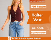 Halter Vest Sewing Pattern | Waistcoat Pattern | Women Sewing Pattern | Vest Pattern | Cropped Waistcoat Pattern |  Beginner Sewing Pattern