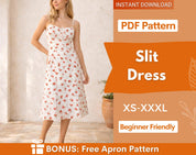 Slit Dress Sewing Pattern for Women PDF | XS-XXXL | Womens Dress Pattern | Summer Dress Pattern | Women Sewing Pattern | Slip Dress pattern
