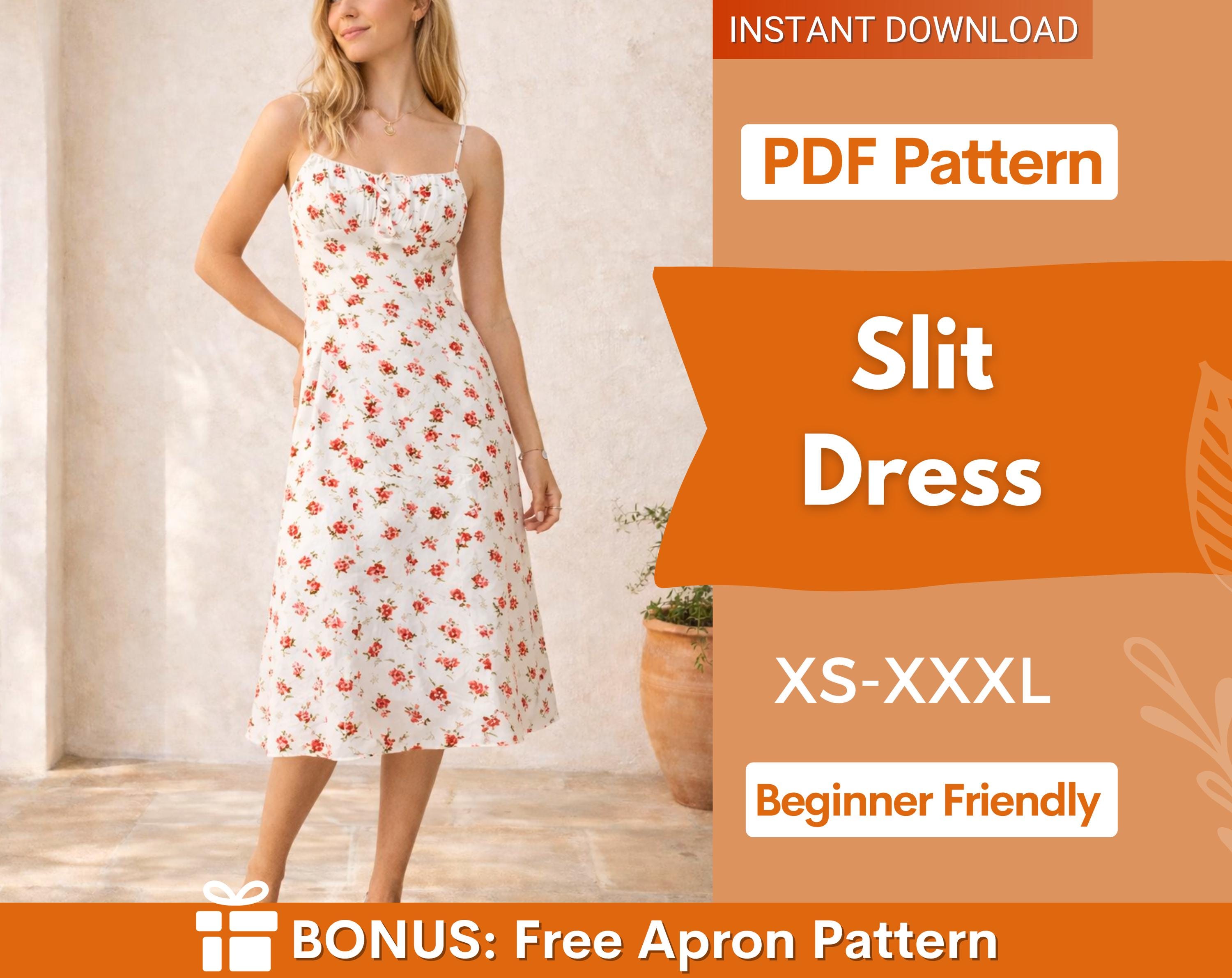 Slit Dress Sewing Pattern for Women PDF | XS-XXXL | Womens Dress Pattern | Summer Dress Pattern | Women Sewing Pattern | Slip Dress pattern
