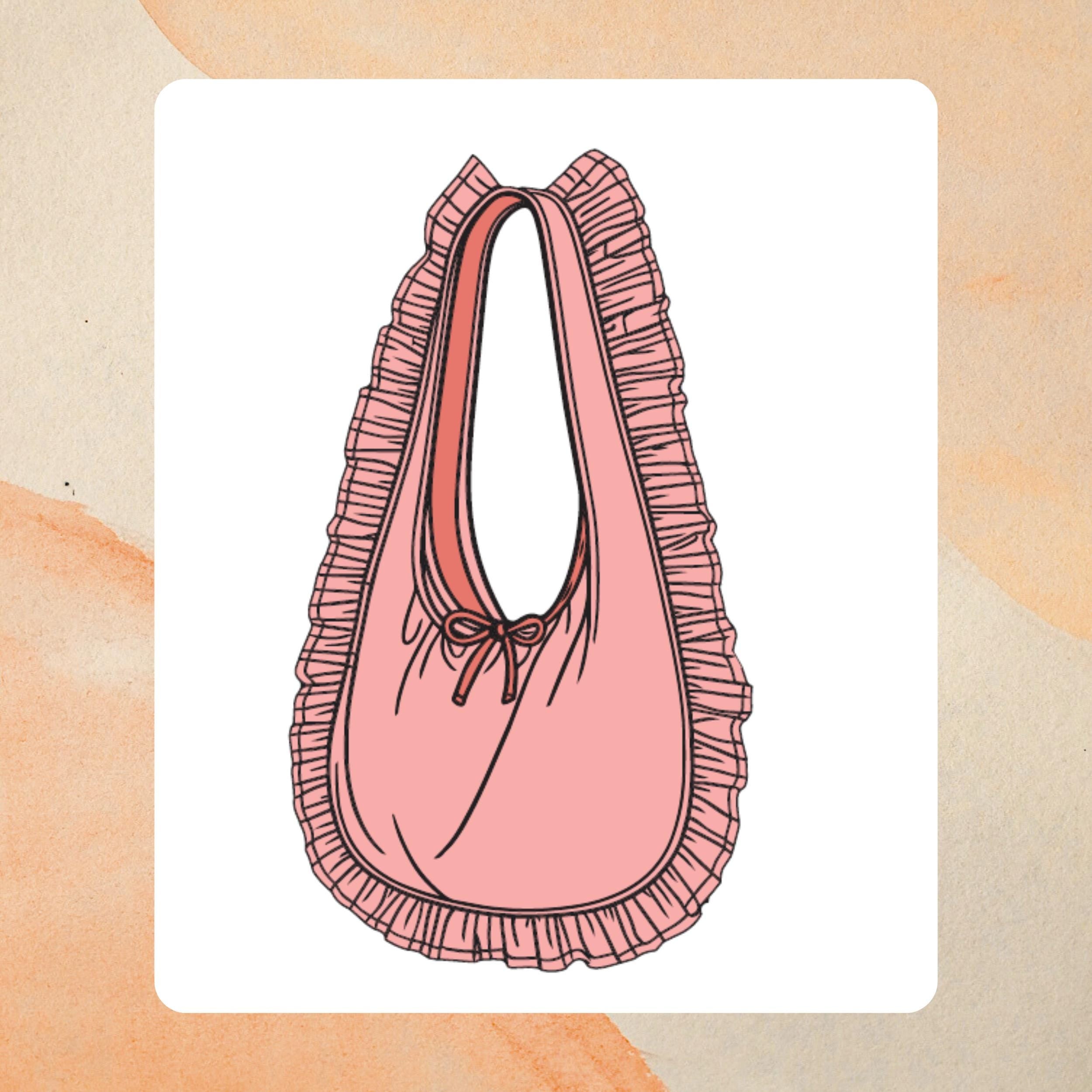 Hobo Bag with Ruffles Sewing Pattern | Shoulder Bag Pattern | Crescent Bag with Ruffled Sewing Pattern, Women Bag Pattern, Beginner Pattern