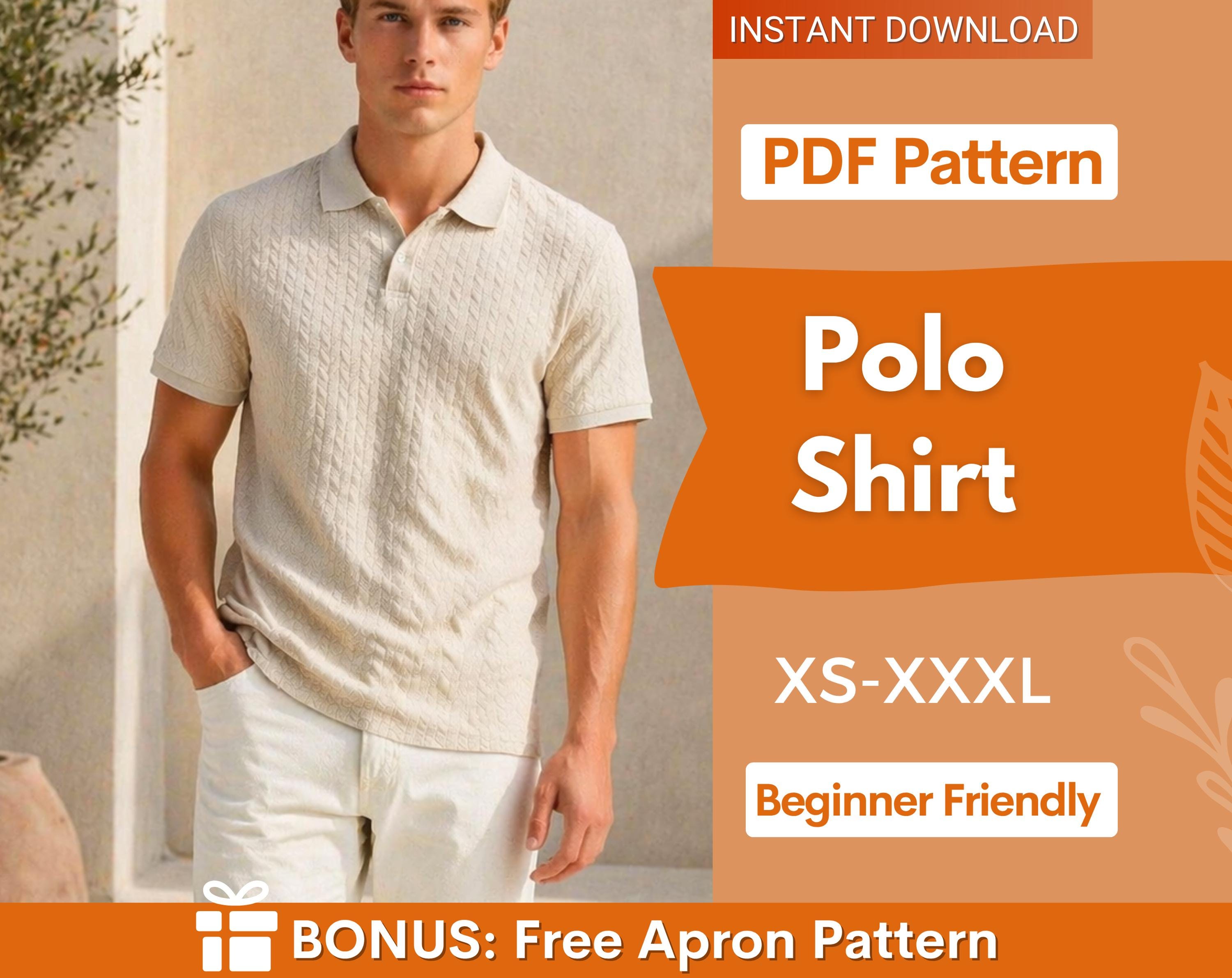 Men Polo Shirt Sewing Pattern | Polo Pattern | Men's Shirt Sewing Pattern, Summer Shirt Pattern Men, Shirt Pattern Men Polo