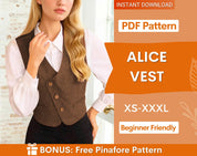 Women Vest Sewing Pattern, Waistcoat Pattern, Sewing Patterns, Women Pattern, Vest pattern, Top Sewing Pattern for Women, Vintage Vest