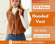 Hooded Vest Sewing Pattern for Women | Sewing Patterns | Women Pattern | Jacket Sewing Pattern | Puffer Vest Pattern Women | Teddy Vest