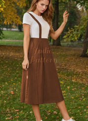 Pinafore Skirt Sewing Pattern for Women PDF | S-XL | Skirt Pattern | Suspender skirt pdf pattern, pinafore pattern, Easy sewing pattern