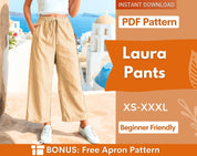 Pants Sewing Pattern for Women | Wide Leg Pants Pattern | Crop Pants Pattern | Sewing Patterns | Women Pattern Pants Trousers | Summer Pants